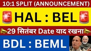 10:1 SPLITHAL SHARE NEWS TODAYBEL SHARE NEWSBDLBEMLSHARES LATEST NEWS TODAY