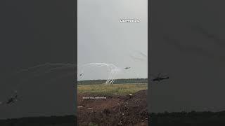 Ukrainian Mi-24 attack helicopters on a combat mission  #warinukraine #united24media #russia