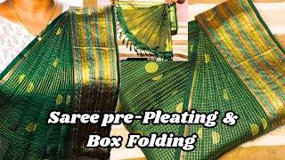 SAREE PRE-PLEATING AND BOX FOLDINGfor Beginners/Step by step New techniques #trending #saree#viral