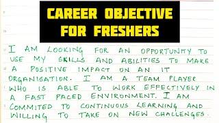 Career objective for Freshers | Career Objective | Career Objective in Resume | Rough Book