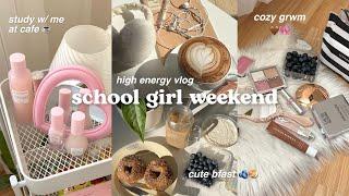 productive school girl weekend vlogstudy w/ me, grwm, groceries, yum brekky | aesthetic vlog