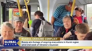 Russia has aired footage of the ongoing evacuations in the Kursk region of Russia on Thursday