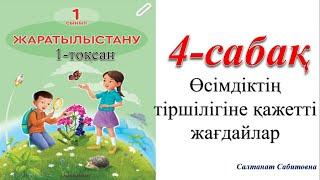 1 сынып жаратылыстану 4 сабақ Өсімдіктің тіршілігіне қажетті жағдайлар