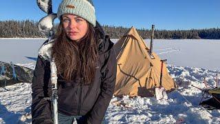 Camping in Arctic Conditions! -30° Survival (ice fishing)