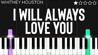 Whitney Houston - I Will Always Love You | EASY Piano Tutorial