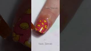 Fruit Nail Art: Stamped Lemons and Flowers Quick Tutorial #shorts