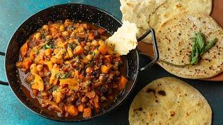 EASY VEGAN TAGINE RECIPE with SIMPLE HOMEMADE FLATBREAD