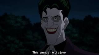 Joker tells Batman a joke and batman laughs