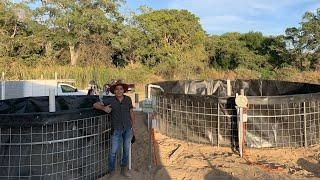 Estanques listos para la crianza de mojarras | Colocación paso a paso de la GEOMEMBRANA