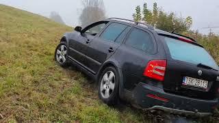 Trochę zboczona droga wyjazdu. skoda Scout 4x4  team szmaciarze uaaa