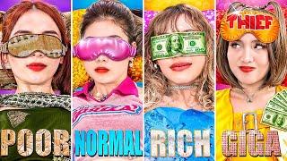 Poor Vs Rich Vs Giga Rich Vs Normal Girl At Sleepover Party! Giga Rich Girl Is A Thief