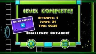 Second level in Geometry Dash and first level from developer by RobTop