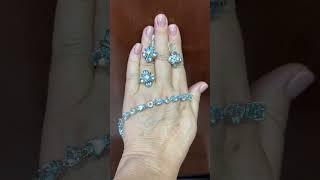 ТРИ ОГРАНКИ ГОЛУБЫХ ТОПАЗОВ ! Кольцо Серьги Браслет! СЕРЕБРО!.  ВОТСАПП +79039693704.Цены