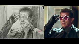 Terminator (Arnold Schwarzenegger) Pencil Drawing Time Lapse