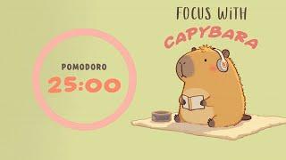 ADHD-Friendly Pomodoro | 25/5 Timer with Lofi Piano | Calm Study with Capybara