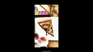 How to paint gold watercolor pizza