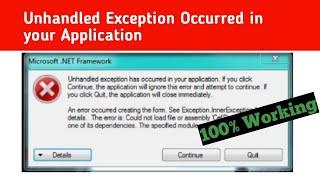 [100% Fix ] Unhandled exception has occurred in your application if you click continue (Hindi)