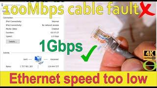 Ethernet speed capped at 100Mbps fixed to 1Gbps - cable fault