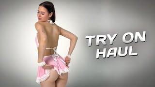 [4K] NAUGHTY ROLEPLAY LINGERIE | TRY ON HAUL | MAID OUTFIT COSTUME COSPLAY SHORT SKIRT AND LINGERIE!