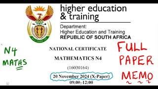 Mathematics N4 November 2024 Memo Full Paper @mathszoneafricanmotives