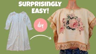 DIY How To Make a Beautiful Summer Boho Top From an Old Nightgown