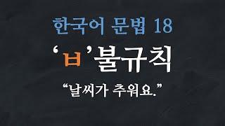 한국어 배우기 | 한국어 문법 18: 'ㅂ'불규칙 - Learn Korean | Basic Korean Grammar:  'ㅂ' Irregular Conjugation