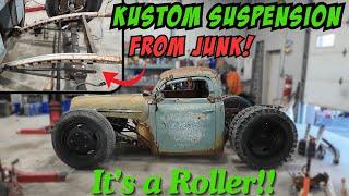 Using Junk parts to build a custom front and rear suspension for our 51 F1 Rat Rod!