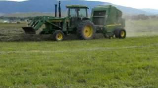 Baling Hay with a John Deere 568 Round Baler, Livingston, Montana