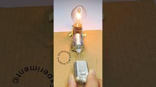 Tungsten bulb glow with generator motor • Dc Motor | #dcmotor #tech #youtubeshorts #dcmotorproject