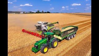 John Deere 8400 R + Claas Lexion 8700 mit Vario 1230 Schneidwerk