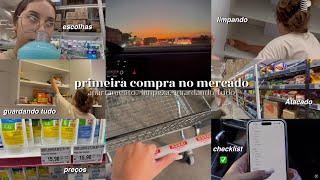 Primeira compra no mercado para o apartamento + limpeza e guardando tudo ️