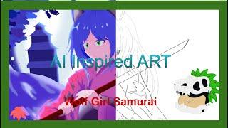 Samurai Wolf Girl | AI Inspired Art