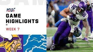 Vikings vs. Lions Week 7 Highlights | NFL 2019
