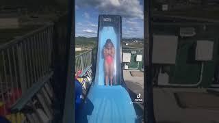 Dezy gets stuck on the scariest water slide #shorts