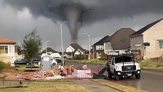 Tornado hit Houston, Texas today! Tornado damage in Porter Heights and Katy!