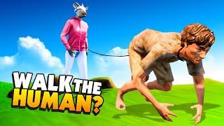 CRAZY Goat Walks a HUMAN Like a DOG! - Goat Simulator 3