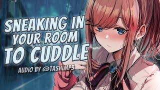 Girlfriend Sneaks Into Your Room To Cuddle  | ASMR Roleplay [Soft Spoken] [Hair Playing] [Rain]