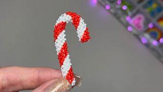 How to Make a Colorful Beaded Candy Cane. Easy Tutorial 