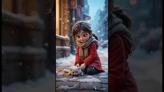 Abandoned in Snow ️ A Kind Girl Saves Him  #SadCatStory #PixarStyle #3DAnimation #emotionalshorts