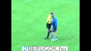 Referee Tomas Fidra being sent off after being drunk