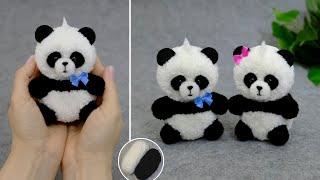 I love pandas very muchI made myself a panda out of pom-pomsHow to make the perfect pom-pom