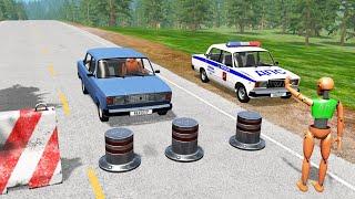 БЛОКПОСТ СМЕРТИ! ВЫДВИЖНЫЕ СТОЛБЫ ПРОТИВ ГОНЩИКОВ | BeamNG.drive