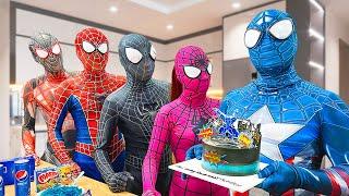 PRO 5 SPIDER-MAN Team || BLUE is New Color SuperHero ??? ( Comedy Action Real Life ) by Bunny Life