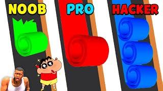 NOOB vs PRO vs HACKER in COLOR ROLL 3D with SHINCHAN and CHOP FRANKLIN