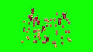 Burger Fries and Cola Animation Green Screen