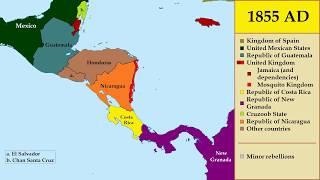 Map: History of Central America (1800-2018) - Every year