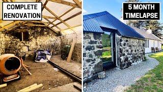 FULL RENOVATION - 5 Months In 45 Minute Timelapse - Transforming Our Crumbling 1800s Outbuilding