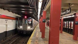 ⁴ᴷ⁶⁰ IND Queens Blvd Line: (E) Exp (F) (FX) Local Train Action @ Parsons Blvd.