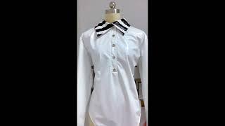 Sexy Latex PVC Bodysuit Wet Look Gothic Leather Long Sleeve OL Shirt Button Down Bodysuit