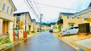 【4K】Rain Walk in Japanese Neighborhood - Relaxing Rain Sounds For Sleep #ASMR